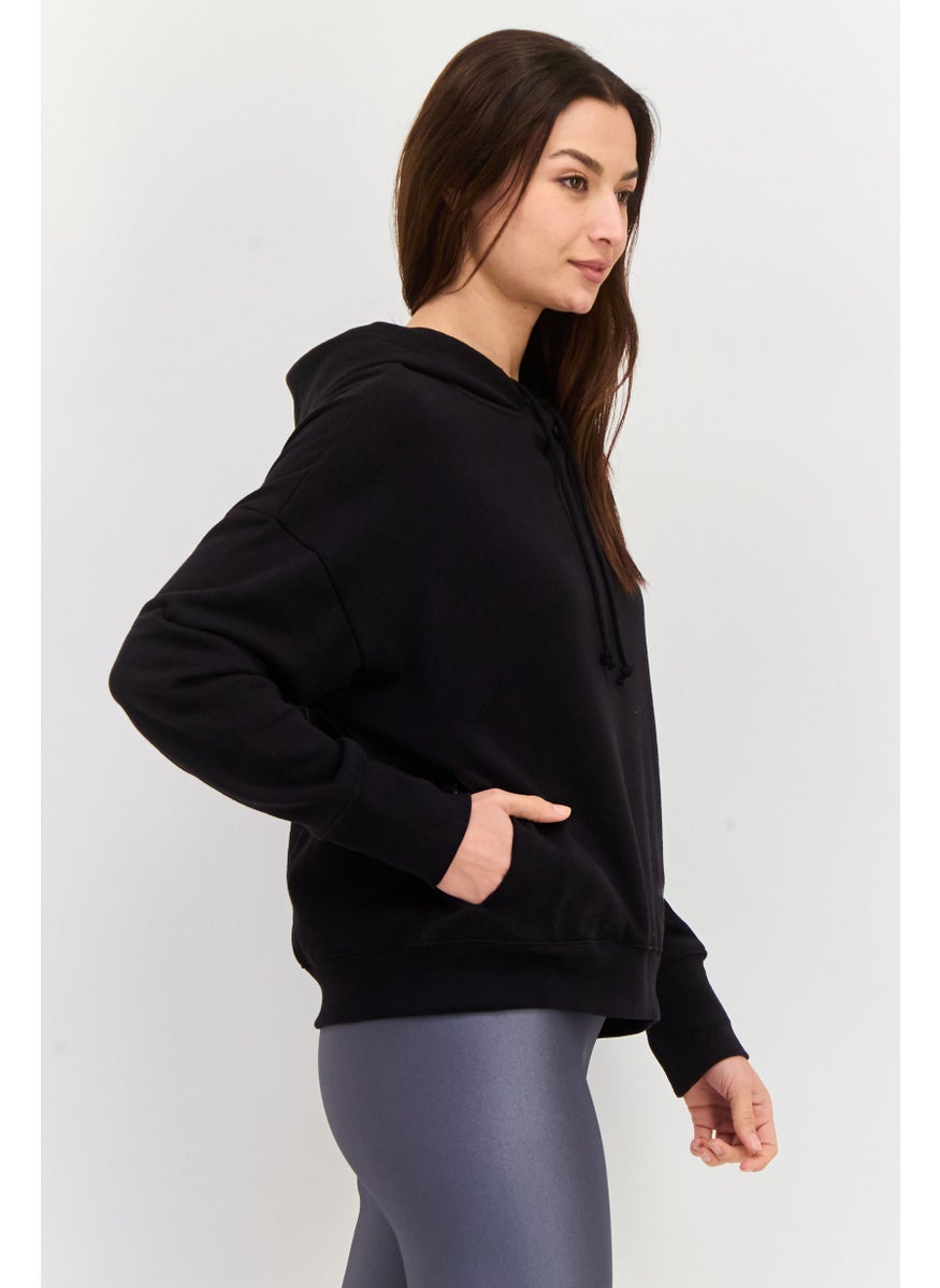 Sage Collective Women Long Sleeve Hooded Sweatshirt, Black  - Image 4