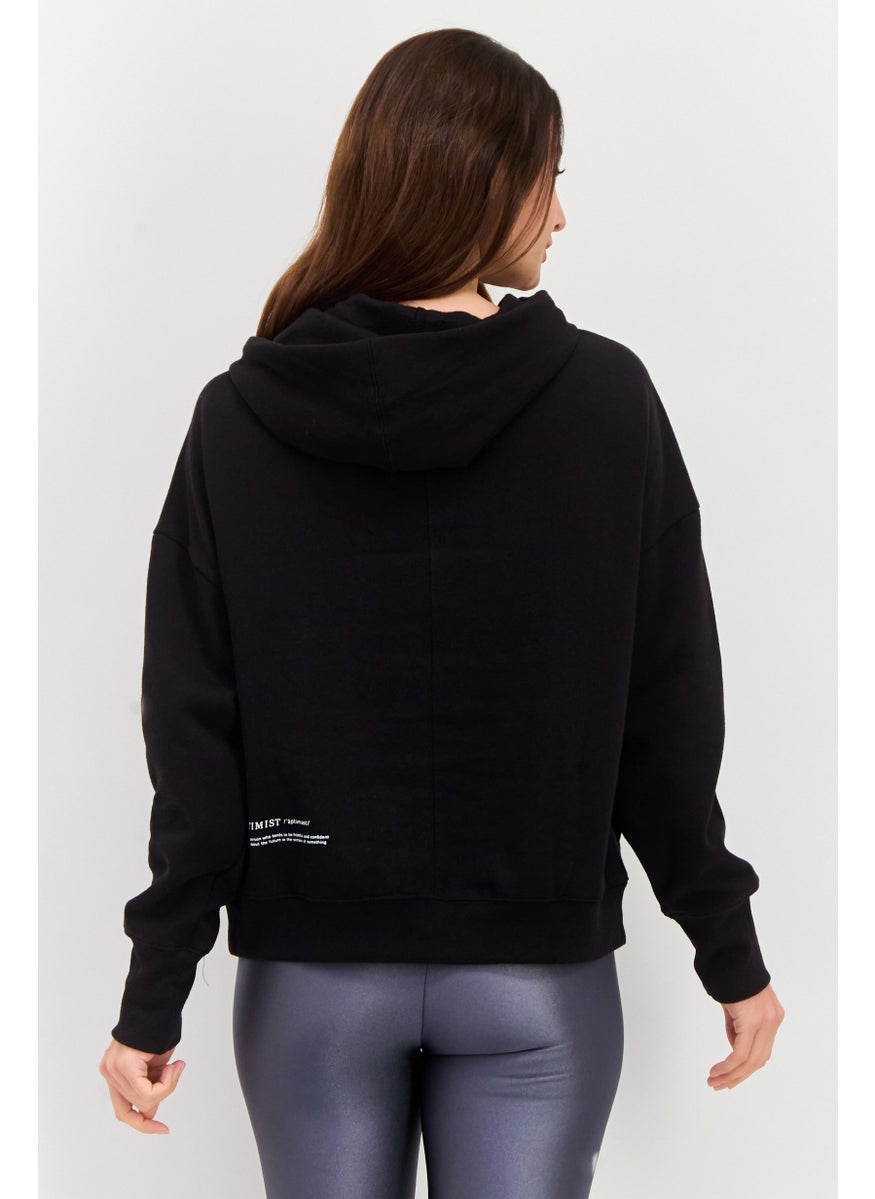 Sage Collective Women Long Sleeve Hooded Sweatshirt, Black  - Image 2