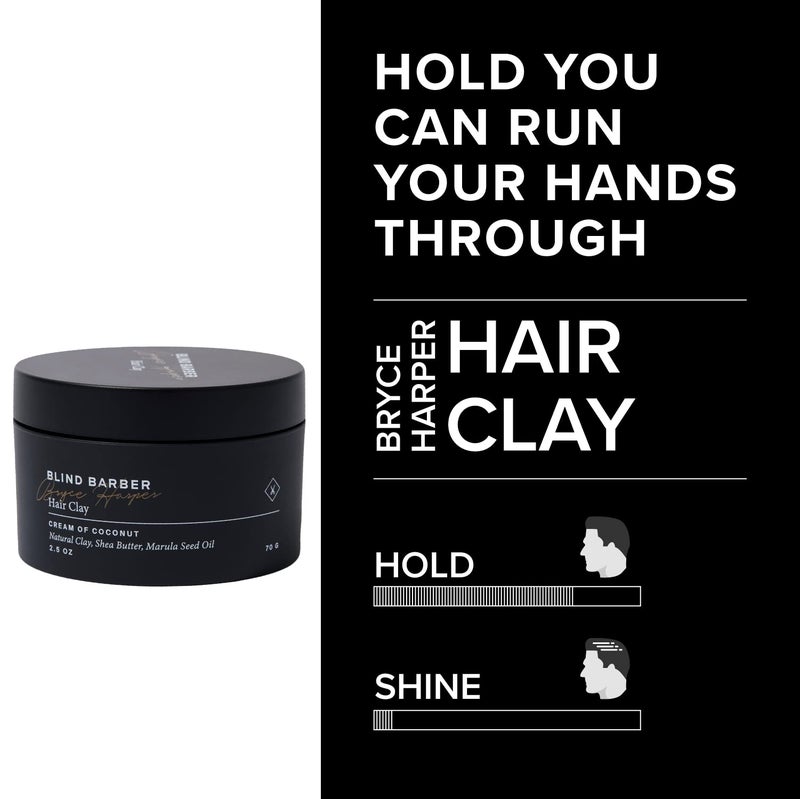 Blind Barber Bryce Harper Hair Clay - Matte Clay Pomade for Men - Medium to Strong Hold - Infused with Kaolin, Shea Butter & Marula Seed Oil - Coconut Scent (2.5 Oz) - Image 3