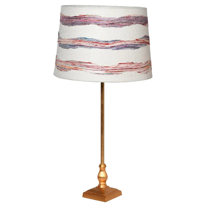 يسكن Dwell Deniva Gold Lampshade- White & Pink