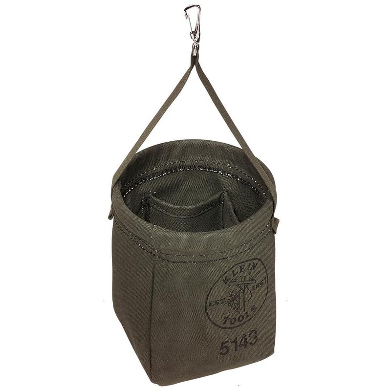 Klein Tools 5143 Canvas Tapered-Bottom Bag with Two Interior Pockets and a Snap Clip, Made of No. 10 Canvas - Image 1