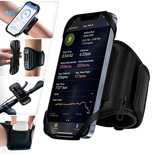 Cikyner Running Armband, 3 in 1 360° Rotatable & Detachable Sports/Bicycle Phone Holder for 4.5-7'' Smartphones, Ideal for Gym, Jogging, Hiking - Image 1