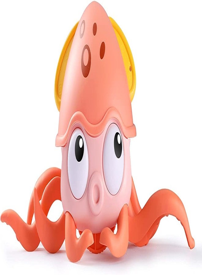 KolorFish Crawling Wind Up Floating Toy Both Walking Land and Swimming in The Pool, Beach Toy Push & Pull Sand Toy with Leash (Pink Octopus) - Image 1