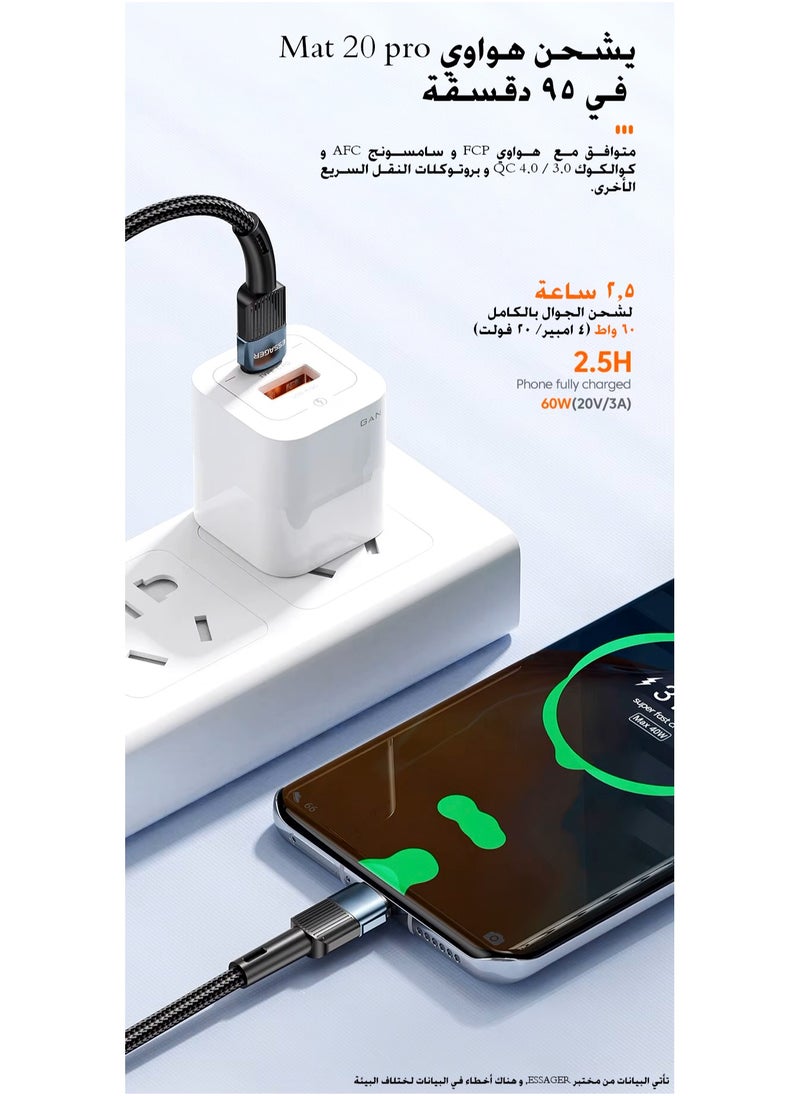ESSAGER - Essager 2 METER 60W C To C Type C Cable USB C PD Fast Charging for IPhone15 -16 series MacBook Samsung Xiaomi Type C USB C Cable - Image 1