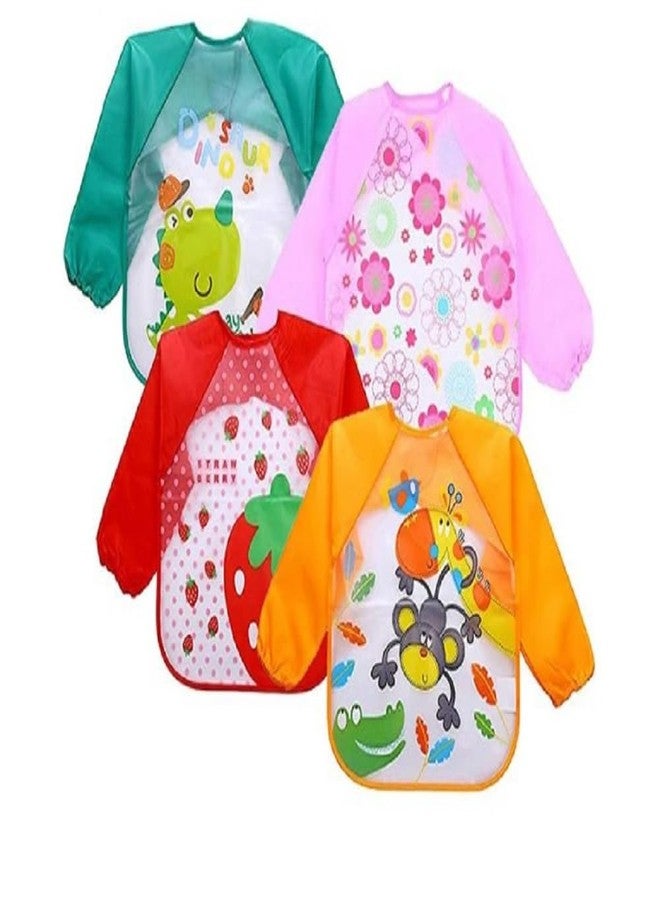 Ilsha® Full Sleeves Washable Waterproof Bib/Apron with Tying Robe | Cute Prints | Quick Dry PVC Baby Bibs for Newborns/Infants/Toddlers/Babies (6-36months) (4) - Image 1