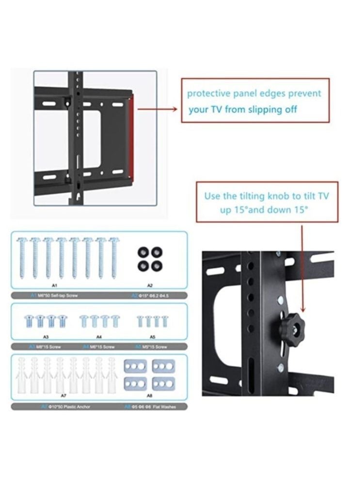 23" - 65" Fixed TV Wall Mount Bracket, Universal Tilt TV Heavy Duty Wall Mount Adjustable TV Stand for LED LCD OLED Plasma TV with Super Strong 50kg Weight - Image 3