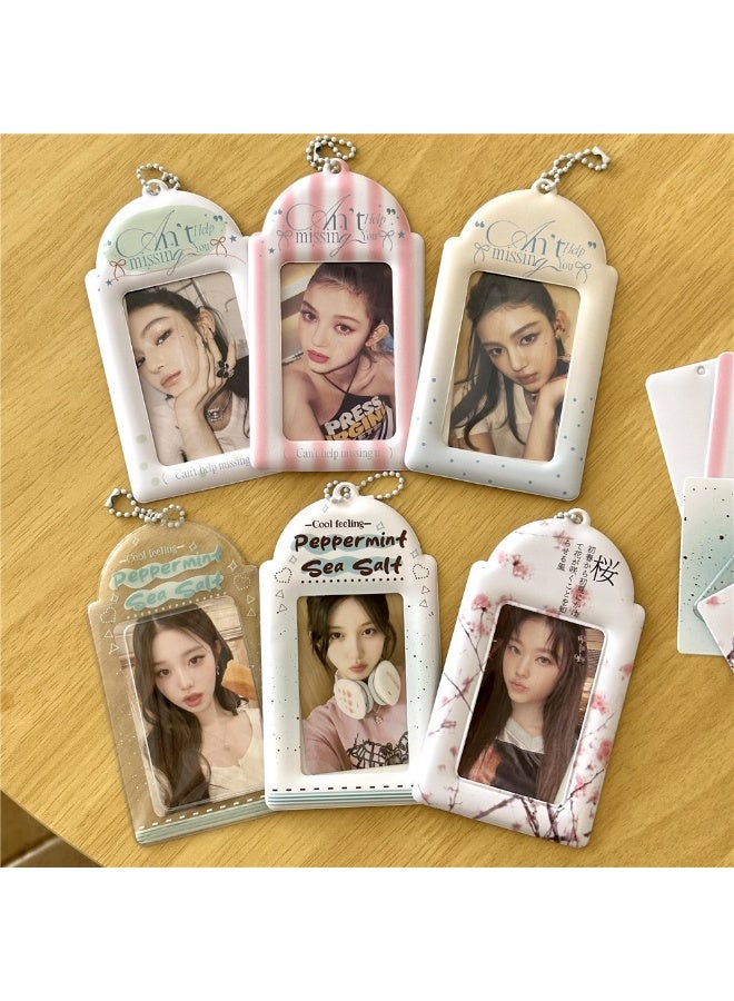 NIBEMINENT 1 - Piece Cherry Blossoms Sea ​​Salt Kpop Photo Card Holder Pendant Key Chain ID Badge Holder ID Card Holder Photo Card Protector for School ID Office ID Access Card for Women Girls - Image 2