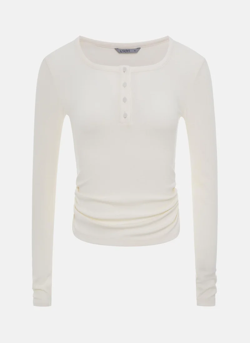 Lichi Jersey longsleeve with buttons on the collar