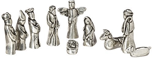 Basic Spirit Nativity Set Mini Pewter Figurine 10 pc Set w Velvet Pouch 