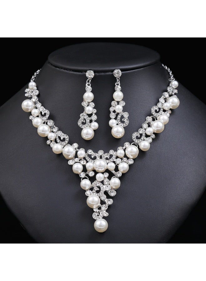 NIBEMINENT 2022 New Chic Pearl Flower Necklace and Earring Set