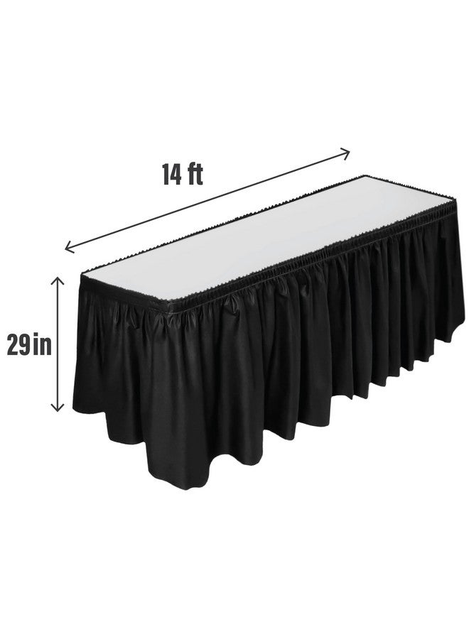 DecorRack 2 Pack Table Skirts, 29 In X 14 Ft Each, Multi Pack -Bpa Free- Plastic Tableskirt, Disposable, Reusable, Rectangular Tablecloth Skirt, Black (2 Pack) - Image 2