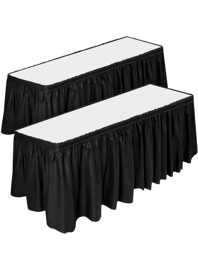 DecorRack 2 Pack Table Skirts, 29 In X 14 Ft Each, Multi Pack -Bpa Free- Plastic Tableskirt, Disposable, Reusable, Rectangular Tablecloth Skirt, Black (2 Pack) - Image 1