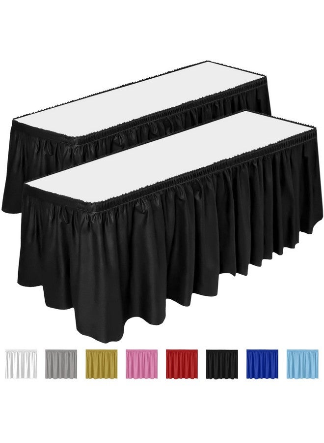 DecorRack 2 Pack Table Skirts, 29 In X 14 Ft Each, Multi Pack -Bpa Free- Plastic Tableskirt, Disposable, Reusable, Rectangular Tablecloth Skirt, Black (2 Pack) - Image 5