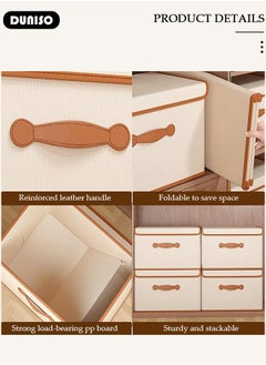 DUNISO 2 peices Foldable Closet Storage Organizer with lid,Wardrobe Clothes Organizer For Clothing, Sheets, Toys, Books,Washable Closet Storage Boxes with Carrying Handles Cube Stackable Storage Bin for Home Bedroom Office  - Image 2