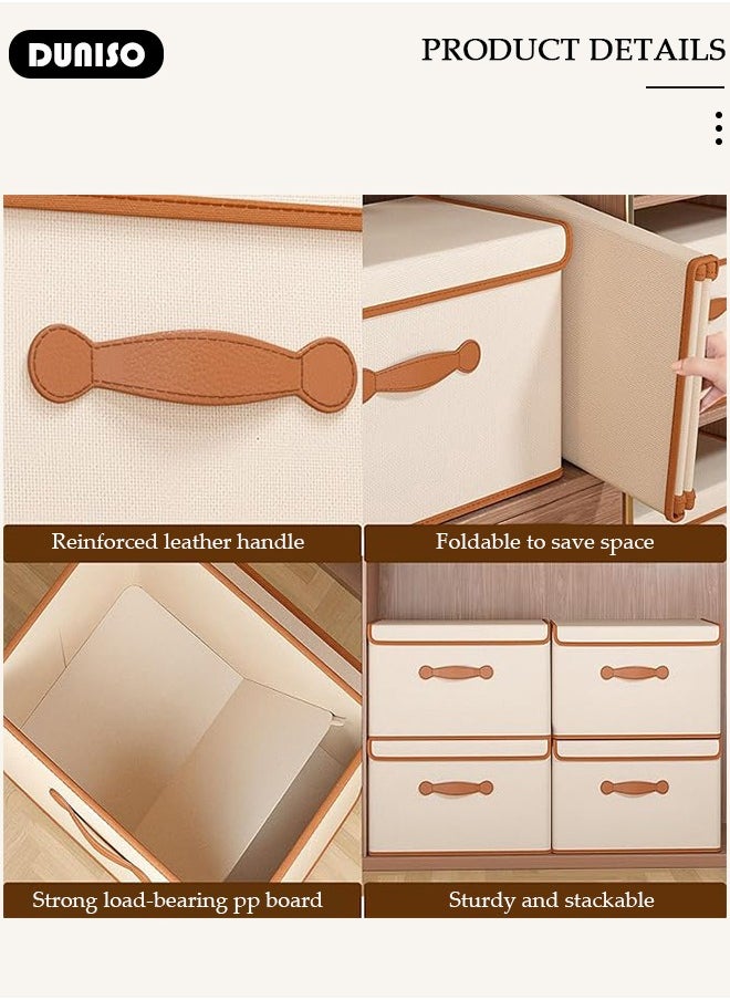 DUNISO 2 peices Foldable Closet Storage Organizer with lid,Wardrobe Clothes Organizer For Clothing, Sheets, Toys, Books,Washable Closet Storage Boxes with Carrying Handles Cube Stackable Storage Bin for Home Bedroom Office  - Image 2