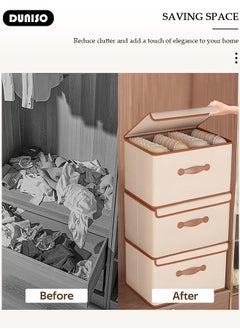 DUNISO 2 peices Foldable Closet Storage Organizer with lid,Wardrobe Clothes Organizer For Clothing, Sheets, Toys, Books,Washable Closet Storage Boxes with Carrying Handles Cube Stackable Storage Bin for Home Bedroom Office  - Image 3