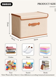 DUNISO 2 peices Foldable Closet Storage Organizer with lid,Wardrobe Clothes Organizer For Clothing, Sheets, Toys, Books,Washable Closet Storage Boxes with Carrying Handles Cube Stackable Storage Bin for Home Bedroom Office  - Image 4
