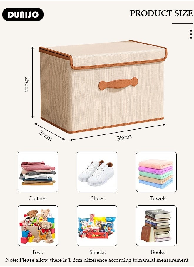 DUNISO 2 peices Foldable Closet Storage Organizer with lid,Wardrobe Clothes Organizer For Clothing, Sheets, Toys, Books,Washable Closet Storage Boxes with Carrying Handles Cube Stackable Storage Bin for Home Bedroom Office  - Image 4