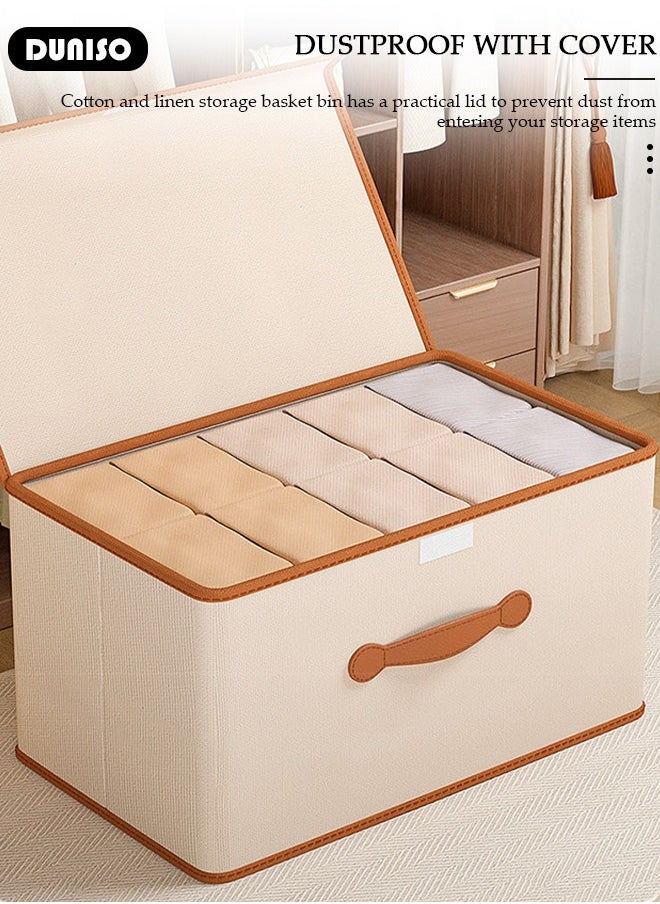 DUNISO 2 peices Foldable Closet Storage Organizer with lid,Wardrobe Clothes Organizer For Clothing, Sheets, Toys, Books,Washable Closet Storage Boxes with Carrying Handles Cube Stackable Storage Bin for Home Bedroom Office  - Image 5