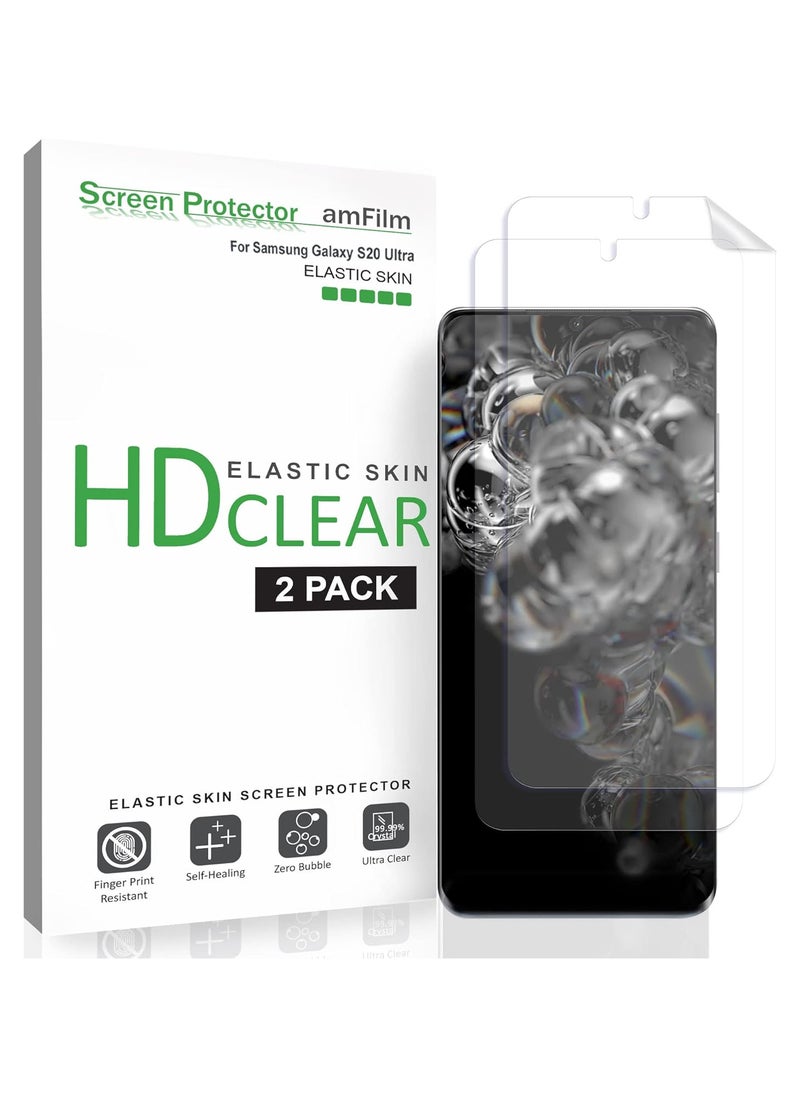 Amfilm amFilm Elastic Skin Screen Protector for Samsung Galaxy S20 Ultra (2 Pack) Easy Installation, Alignment Tool, HD Clear, Premium Quality Screen Protector  - Image 1