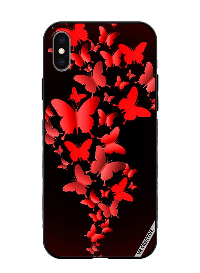 VR CREATIVE Protective Case Cover For Apple iPhone XS Max Red Butterflies Design Multicolour - Image 1