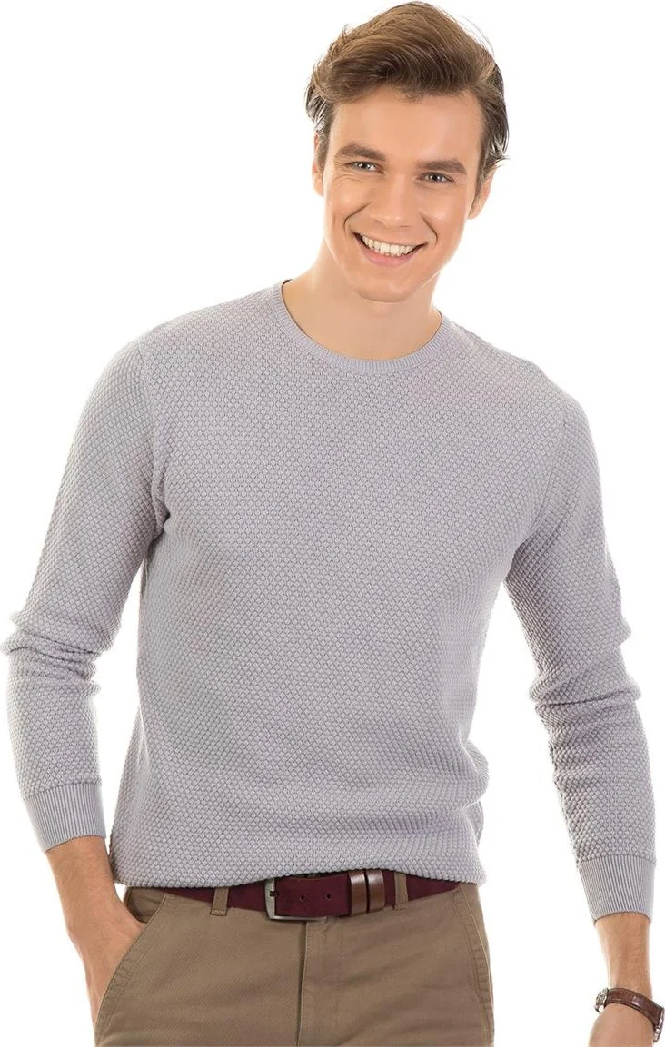 تودورس Cotton Men's Sweater Light Grey Honey