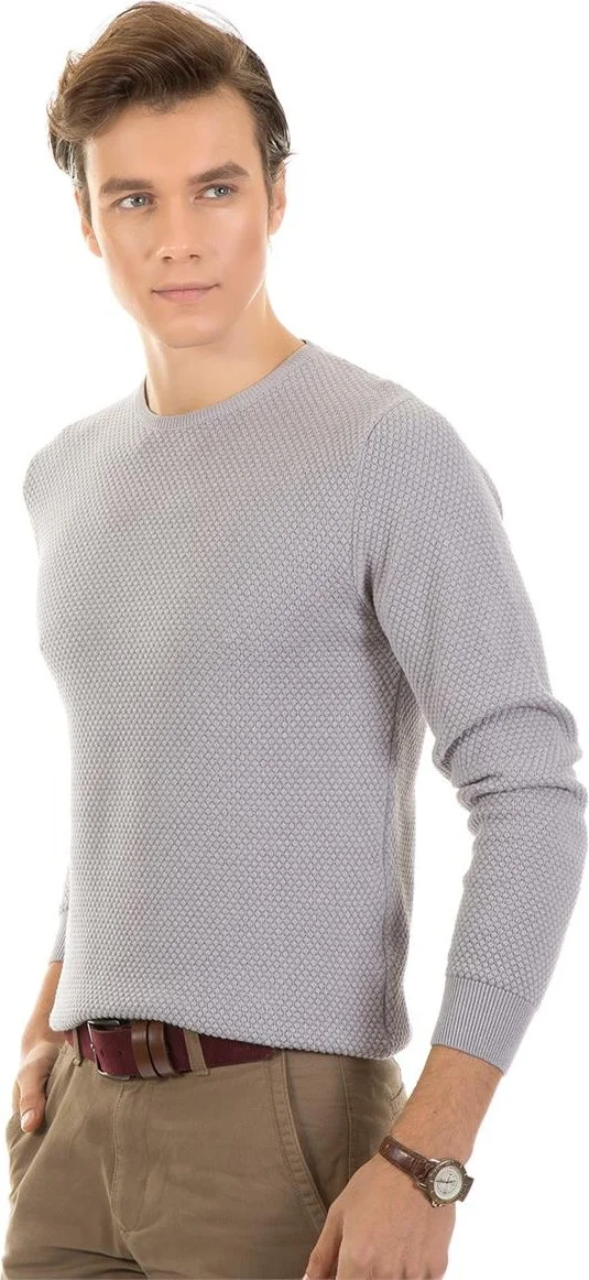 تودورس Cotton Men's Sweater Light Grey Honey