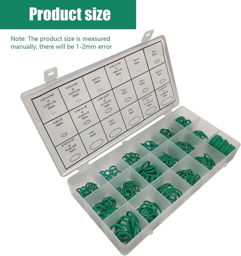 gunhunt 270 PCS Car Seal Ring Kit - Green O-Rings - Image 2