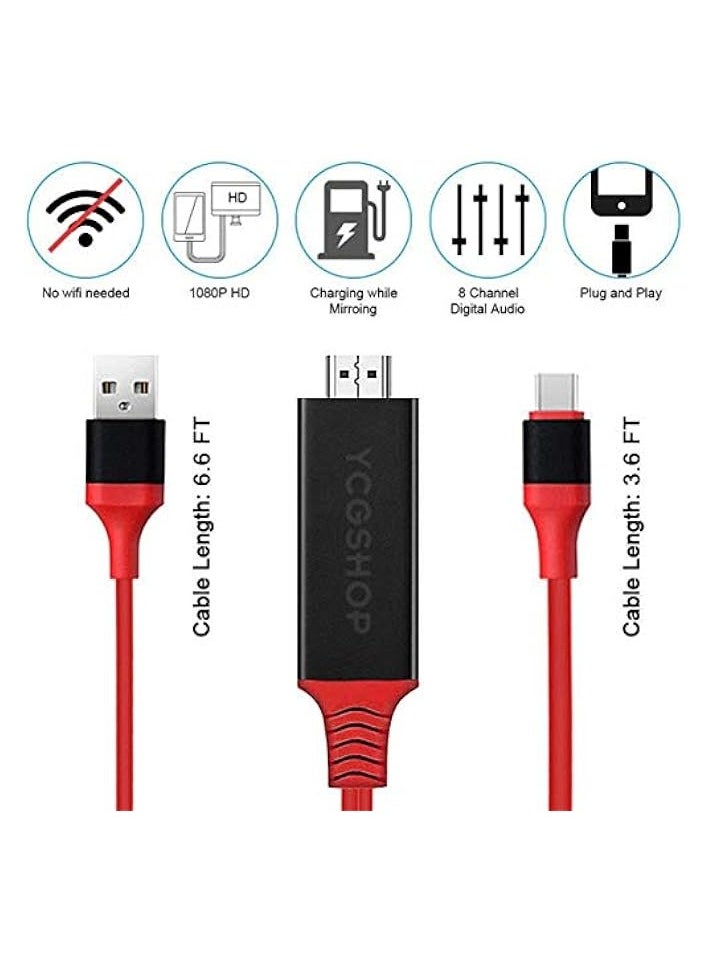 إيروريكس كابل USB 3.0 إلى HDMI 4K لأجهزة ماك بوك، ماك بوك برو، ديل XPS 13/15، جالاكسي S8/نوت 8 - أحمر، 6 قدم  - Image 3