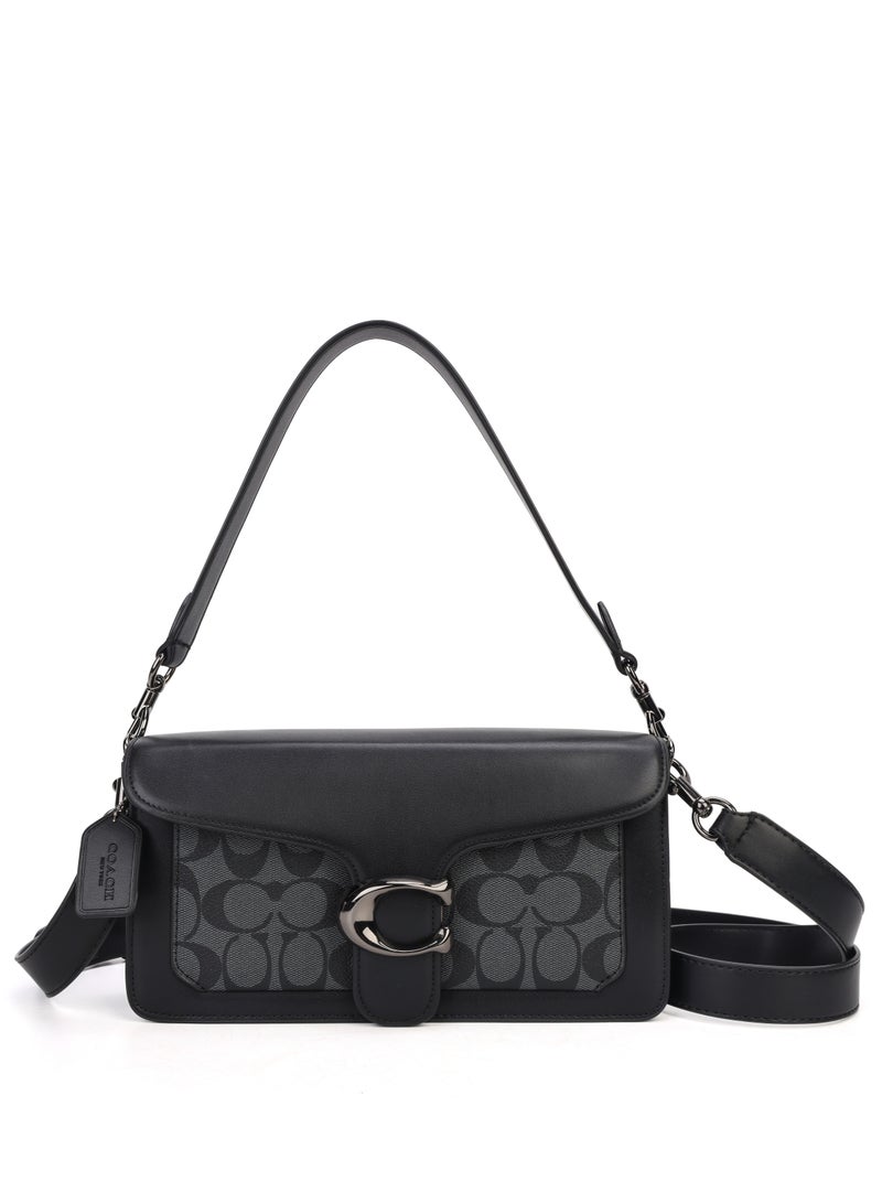 كوتش اوت ليت حقيبة COACH Tabby 26 بنمط الكلاسيكي القديم، مصنوعة من قماش مطلي وجلد عجل، يمكن حملها باليد أو على الكتف أو كحقيبة عابرة للجسم، اللون: أسود/أسود فحمي (إغلاق أسود) - Image 2