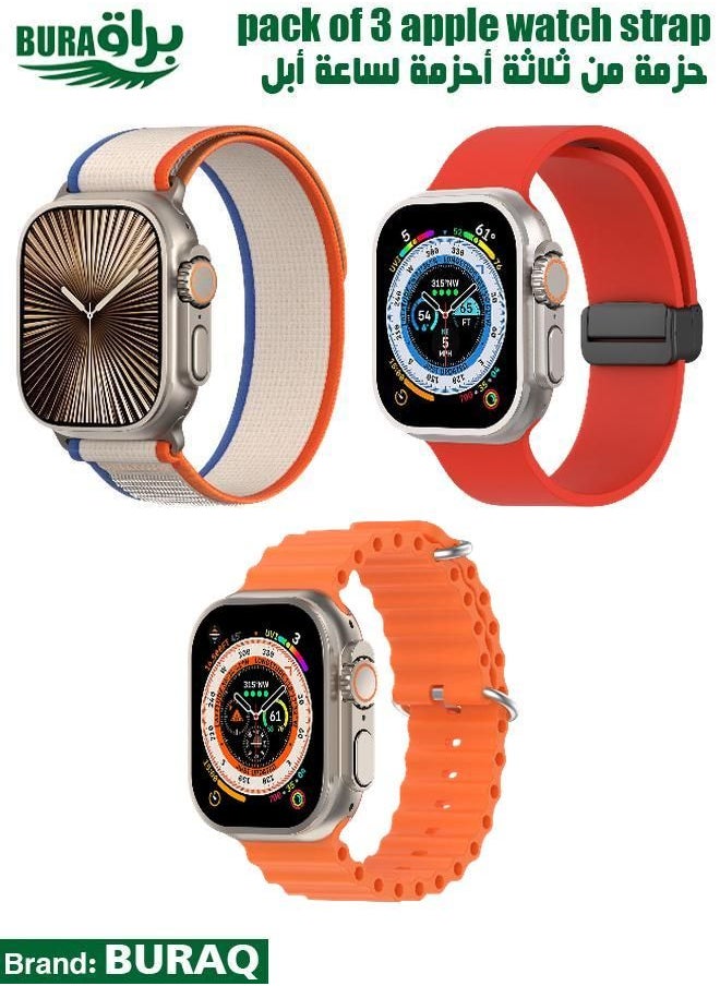 BURAQ - Apple Watch Band Strap For Apple Watch Ultra 2/Ultra 49mm, Series 10 46mm, 9/8/7 45mm, SE2/SE/6/5/4 44mm, 3/2/1 42mm - Image 1