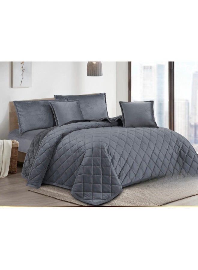Hours Fur And Velvet Winter Comforter Set Durable And Soft Fabric, 6 Pieces King Size  - Image 1