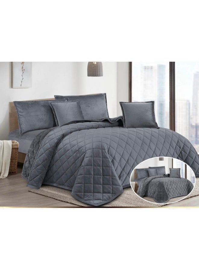 Hours Fur And Velvet Winter Comforter Set Durable And Soft Fabric, 6 Pieces King Size  - Image 2