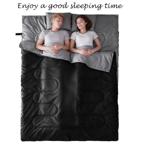 Tuphen Double Sleeping Bag with 2 Pillows, Queen Size XL Bag for 2 People, Cold Warm Weather- 3 Seasons, Waterproof Adults Sleeping Bag for Camping, Backpacking or Hiking - Image 5
