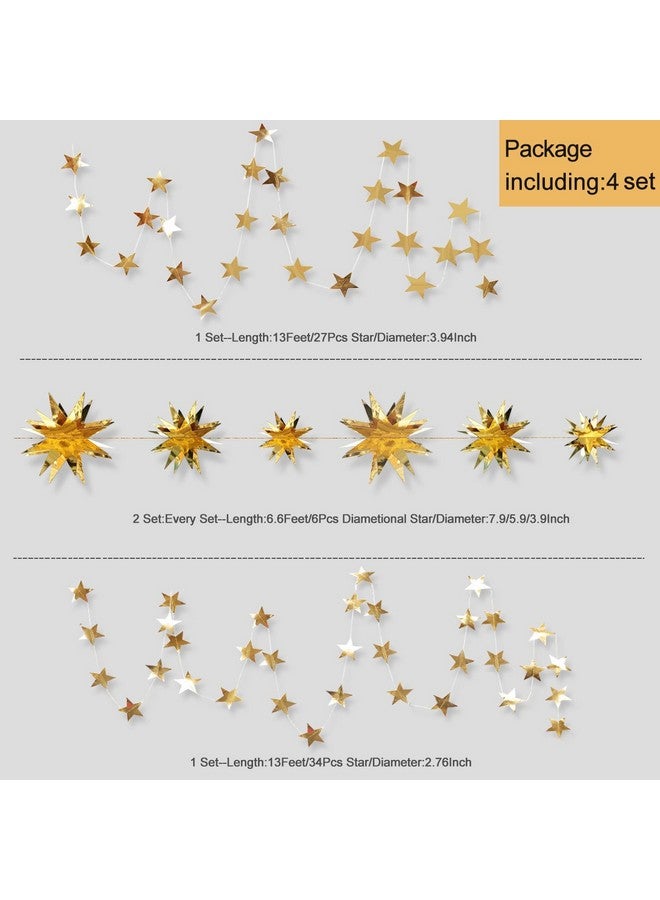 بينك بلوم زينة حفلات ذهبية من pinkblume على شكل نجوم ثلاثية الأبعاد ذهبية، لافتة معدنية معلقة من الورق لحفلات أعياد الميلاد وحفلات الزفاف وحفلات استقبال المولود وحفلات الزفاف وعيد الميلاد ورمضان وعيد مبارك ومستلزمات الحفلات - Image 2