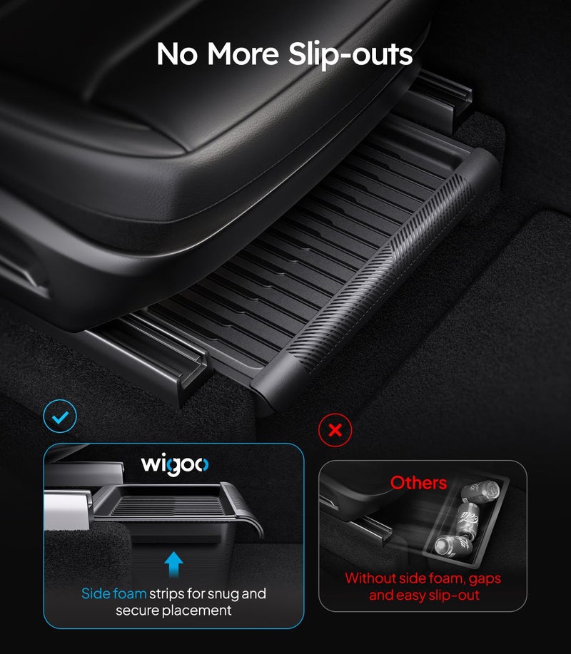 Wigoo Under Seat Storage Box for Tesla Model Y Juniper 2025~2026, 2 Pack Underseat Storage Tray with Lid, Secure No-Slide Design - Image 3