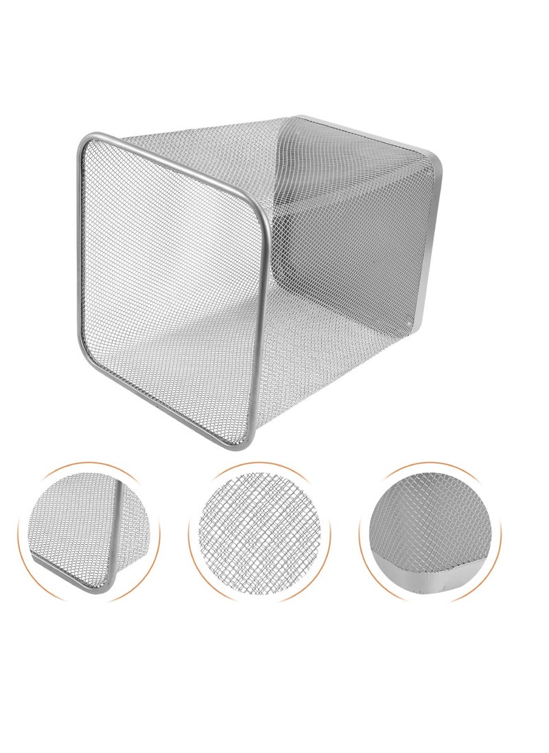 Yuwell Square Recycling Open Top Mesh Trash Can Waste Basket Without Lid For Home Office College Kitchen And Bathroom Commercial Trash Can Fits Under Desk 27X22CM Silver  - Image 2