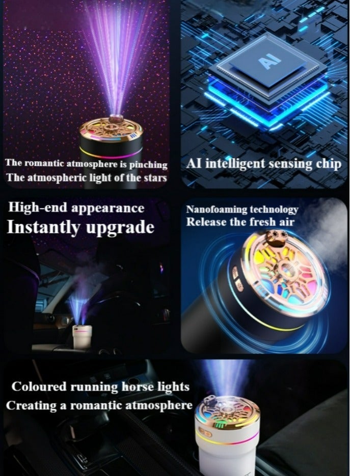 SIPURE Car Aromatherapy Humidifier with LED Starry Sky Light - Dual Atomization & AI Auto-On - Image 2