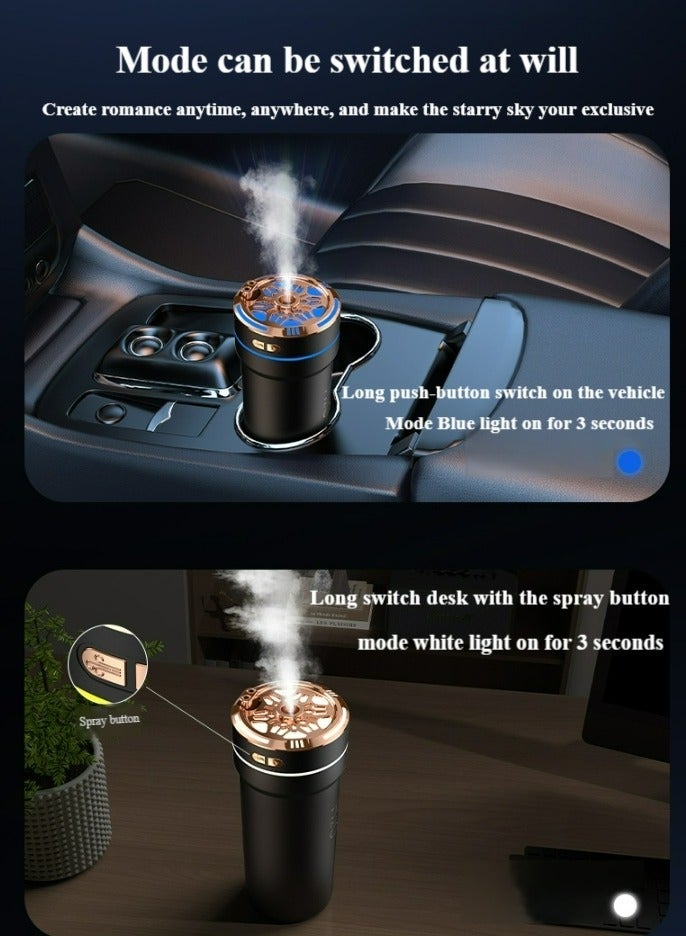 SIPURE Car Aromatherapy Humidifier with LED Starry Sky Light - Dual Atomization & AI Auto-On - Image 3