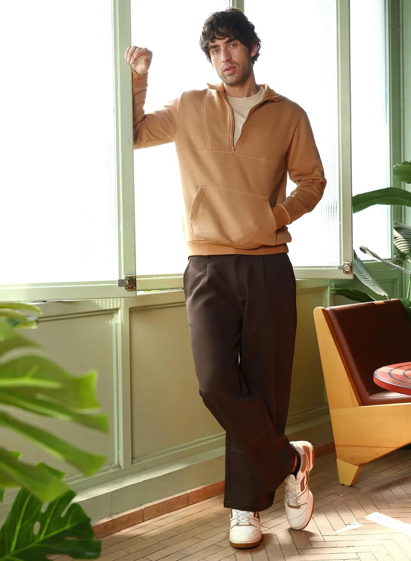 CAHOOT Orange Men's Rust Orange Panel-Stitch Knit Sweatshirt for Men | Best Price UAE
