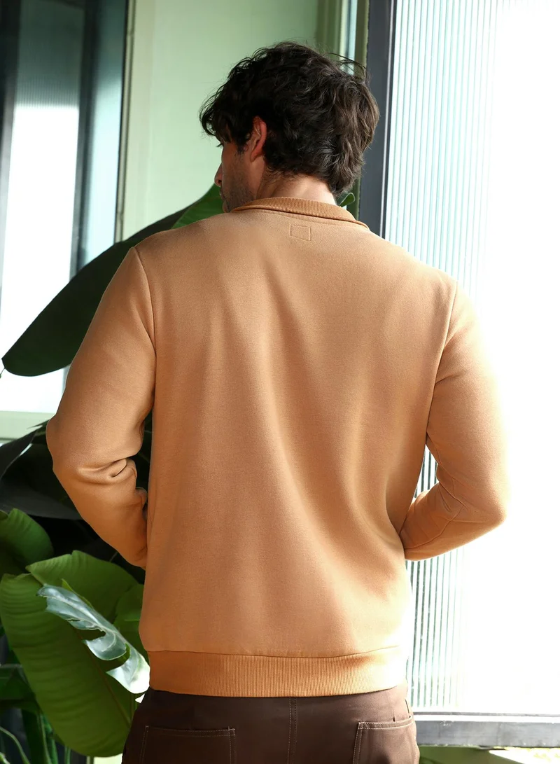 CAHOOT Orange Men's Rust Orange Panel-Stitch Knit Sweatshirt for Men | Best Price UAE