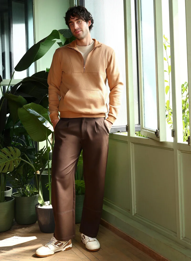 CAHOOT Orange Men's Rust Orange Panel-Stitch Knit Sweatshirt for Men | Best Price UAE