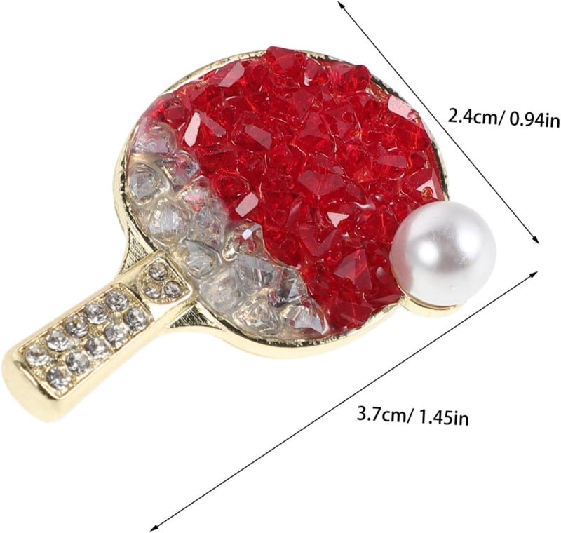 MAGICLULU Crystal Ping Pong Brooch for Women Men Lightweight Copper Sports Lapel Pin with Rhinestone Ball Design, Comfortable and Unique Sporty Style for Jackets and Casual Wear - Image 2