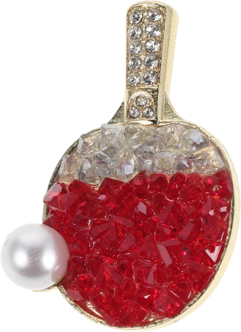 MAGICLULU Crystal Ping Pong Brooch for Women Men Lightweight Copper Sports Lapel Pin with Rhinestone Ball Design, Comfortable and Unique Sporty Style for Jackets and Casual Wear - Image 1