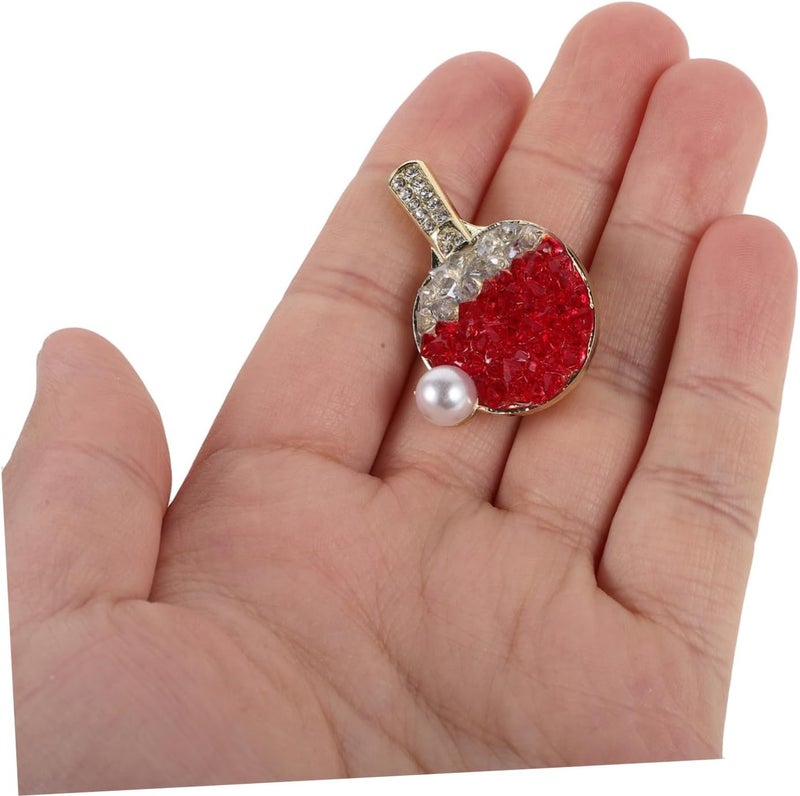 MAGICLULU Crystal Ping Pong Brooch for Women Men Lightweight Copper Sports Lapel Pin with Rhinestone Ball Design, Comfortable and Unique Sporty Style for Jackets and Casual Wear - Image 4