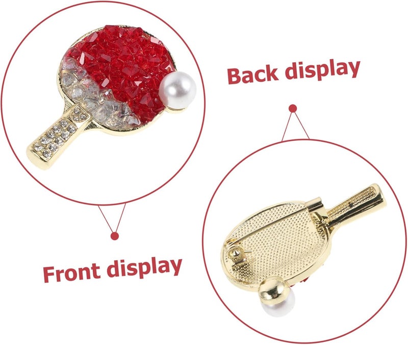 MAGICLULU Crystal Ping Pong Brooch for Women Men Lightweight Copper Sports Lapel Pin with Rhinestone Ball Design, Comfortable and Unique Sporty Style for Jackets and Casual Wear - Image 3