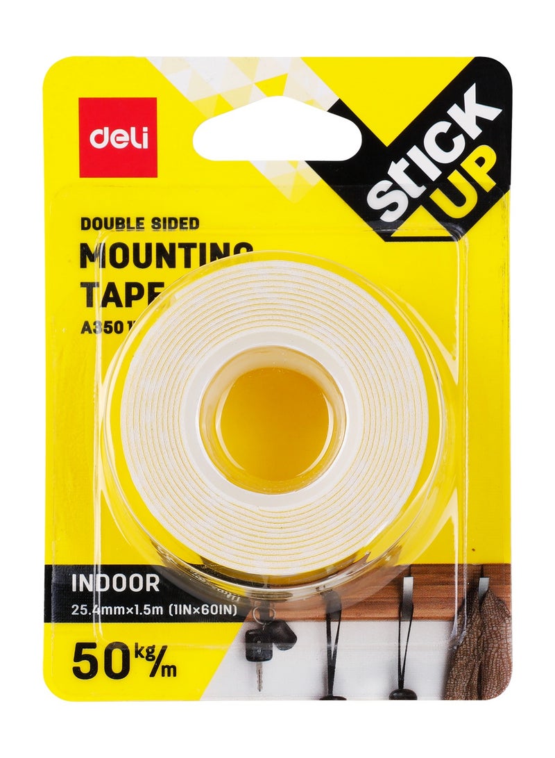 Deli EA35011 Foam Mounting Tape 1mm脳25.4mm脳1.5m - ideal for household and office mounting needs - Image 3