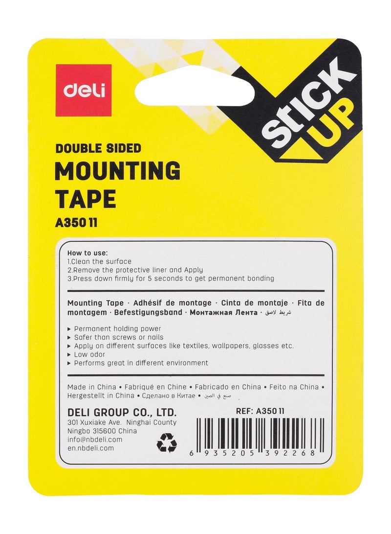 Deli EA35011 Foam Mounting Tape 1mm脳25.4mm脳1.5m - ideal for household and office mounting needs - Image 4