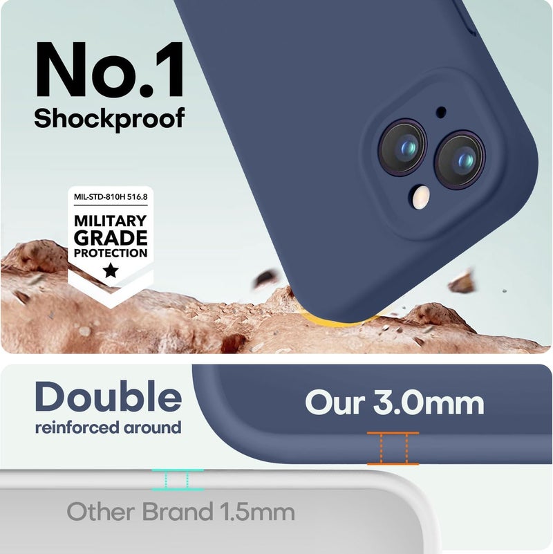 Mobistyle Designed for iPhone 15 Cover Soft Liquid Silicone Slim Protective Shockproof with Anti-Scratch Microfiber Lining Phone Back Cover Case (Blue) - Image 2
