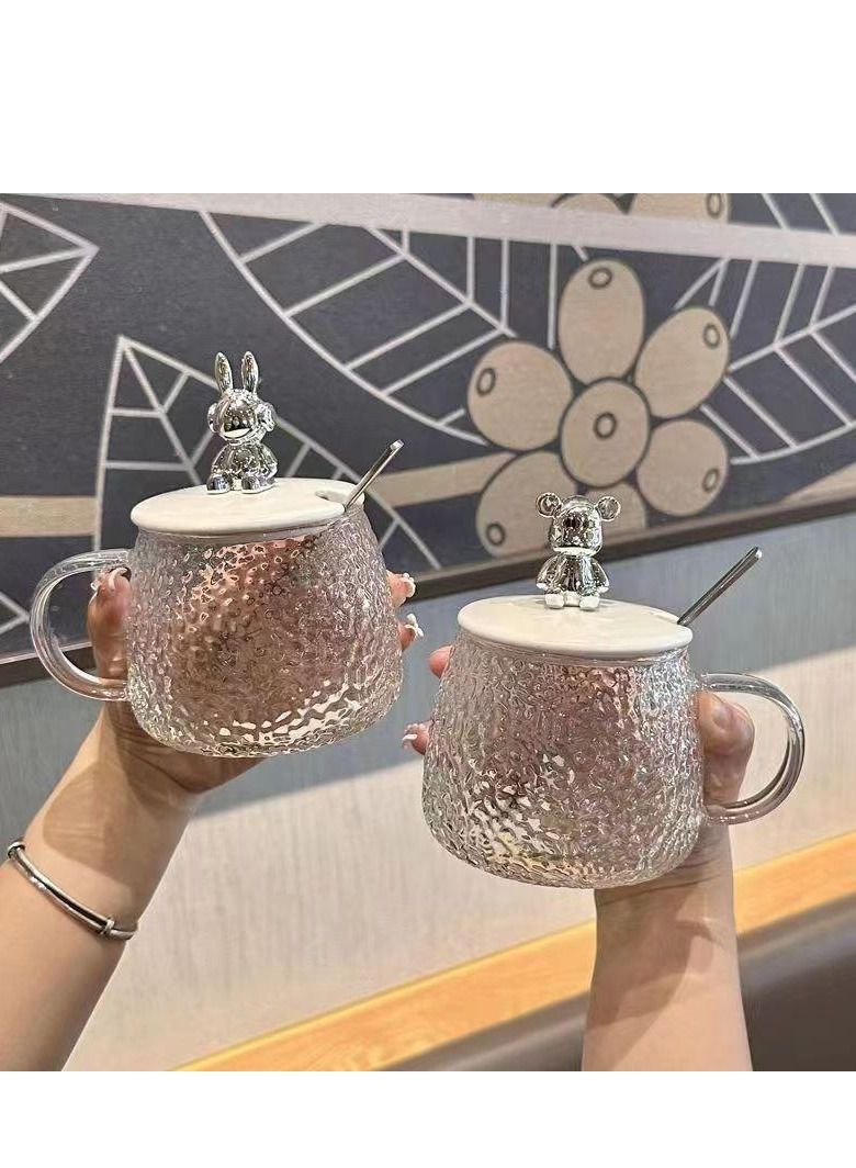 Teapot glass teapot filter teapot household heatproof hammer pattern heat-resistant flower teapot tea maker, tea set, little bear hammer pattern coffee cup - Image 4